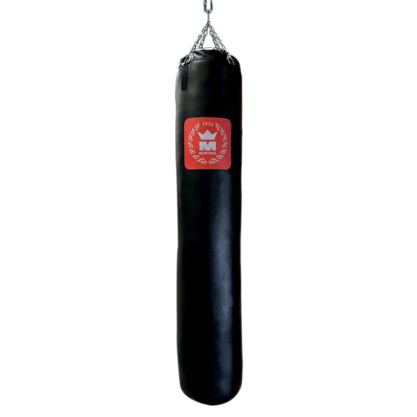 Sac de frappe professionnel de 180 cm en Barex noir, idéal pour les disciplines pieds-poings, absorption élevée.
