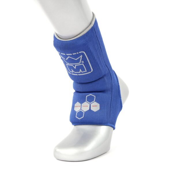 Chevillère bleue ANKLEGUARD à mousse de protection, maintien articulé renforcé pour les disciplines pieds-poings.