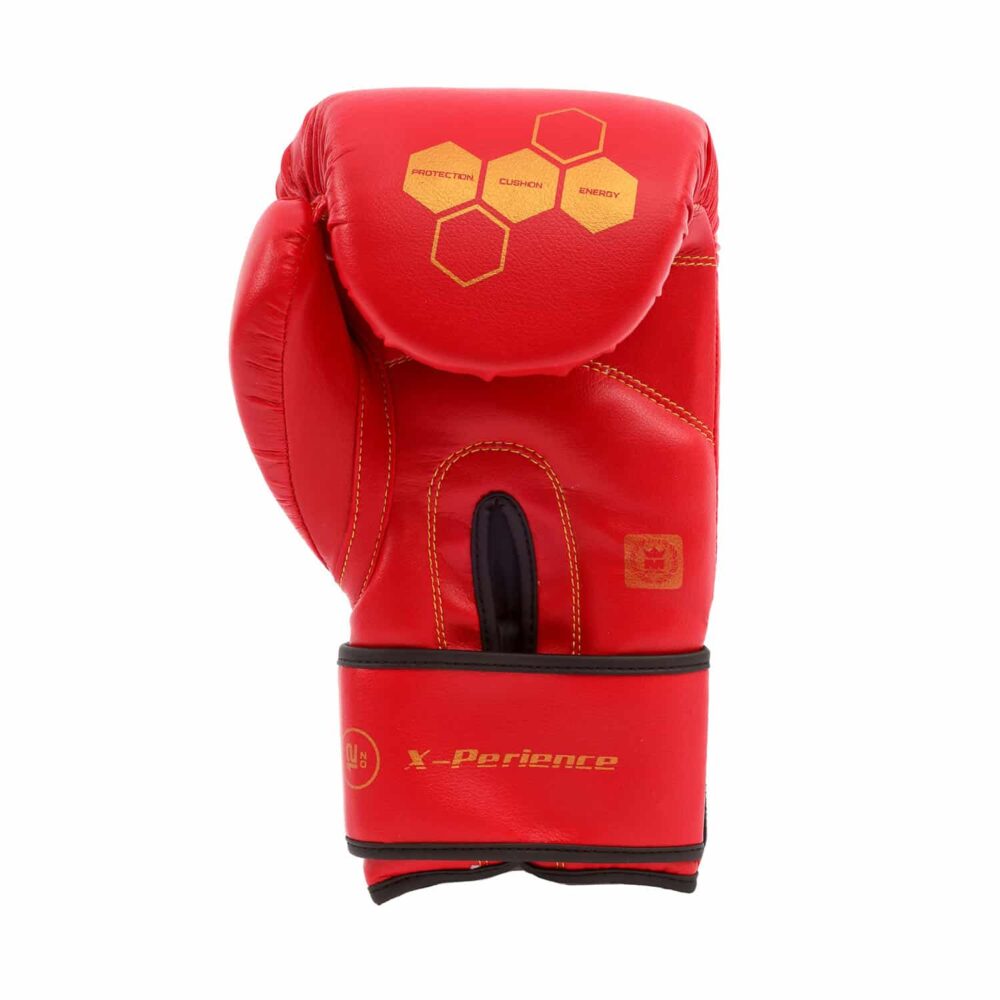 Gants de boxe rouges Montana X-PERIENCE NewCode adaptés à la pratique de la boxe thaï, full contact, boxe anglaise et kick boxing, avec rembourrage ciblé pour un entraînement intensif.