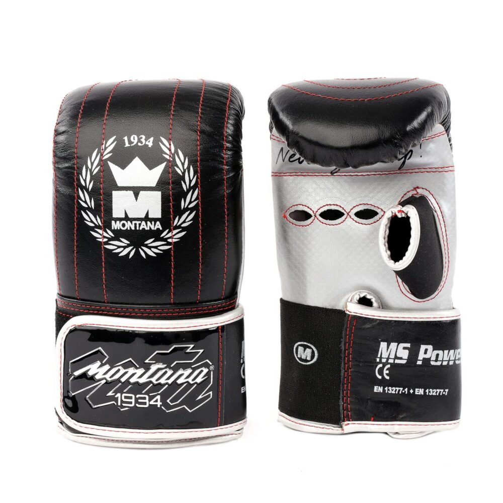 Gants de sac MS POWER Identity noirs en cuir de chèvre, avec mousse absorbante haute densité, confort optimal et fermeture rapide.