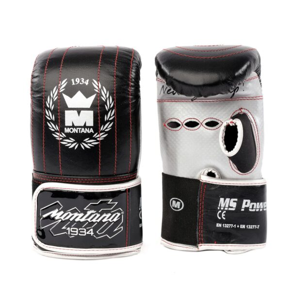 Gants de sac MS POWER Identity noirs en cuir de chèvre, avec mousse absorbante haute densité, confort optimal et fermeture rapide.