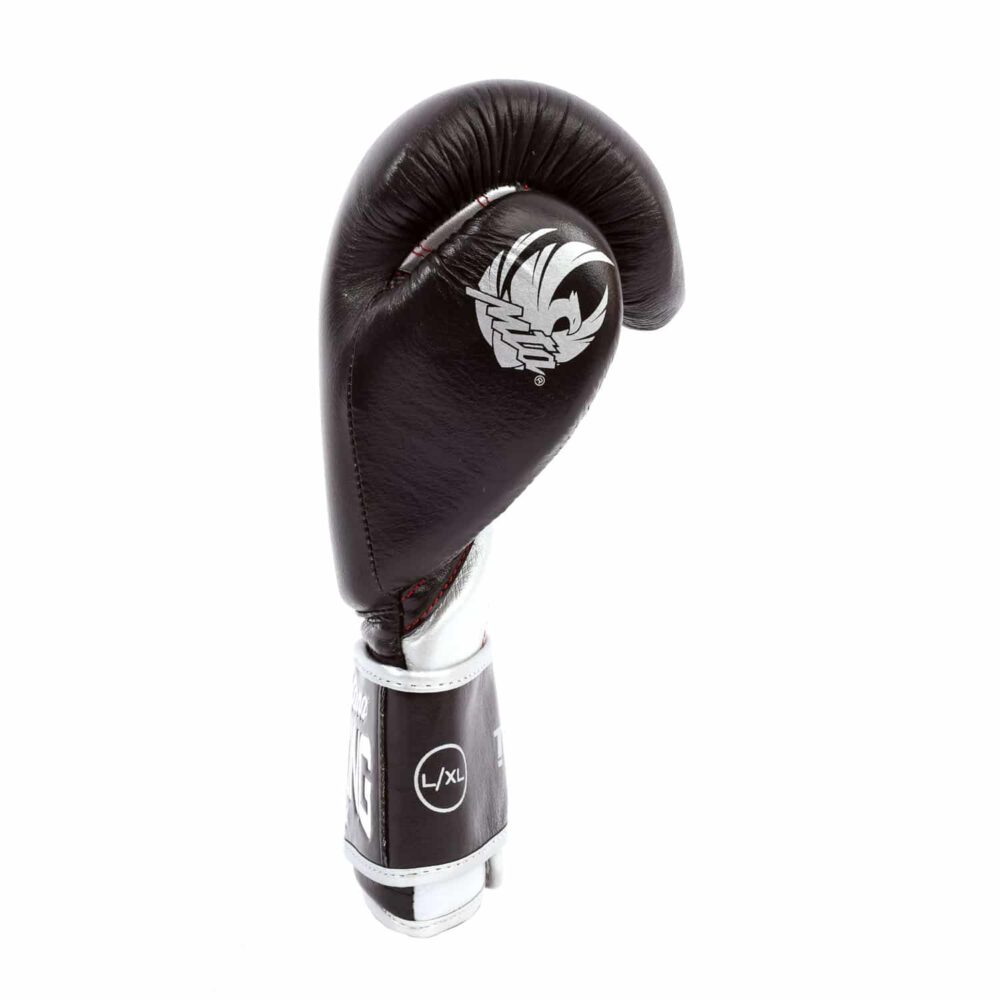 Gants de sac TWIN Identity noirs, en cuir avec mousse Shock Absorbing, adaptés aux frappes sur sac et exercices en binôme.
