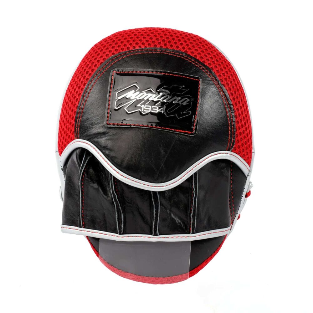 Pattes d’ours rouges Montana RAZORPRO en cuir de buffle, système VENTIL’AIR et mousse EVA, idéales pour l’entraînement technique et rapide.