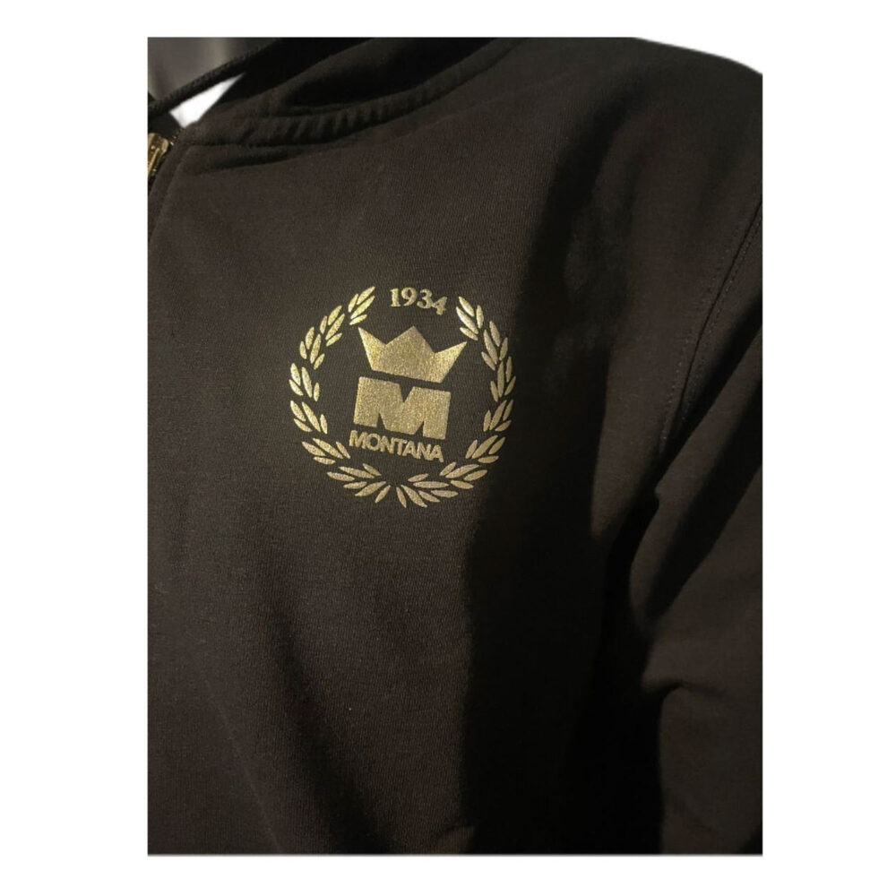 Sweatshirt noir à capuche NewCode en coton élasthanne, avec fermeture zip et poches larges, parfait pour les échauffements ou l’après-entraînement.