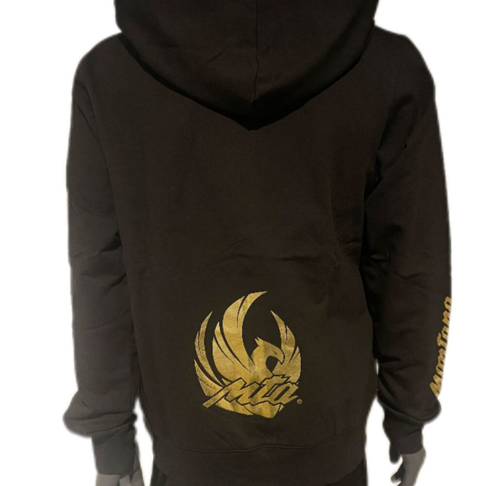Sweatshirt noir à capuche NewCode en coton élasthanne, avec fermeture zip et poches larges, parfait pour les échauffements ou l’après-entraînement.