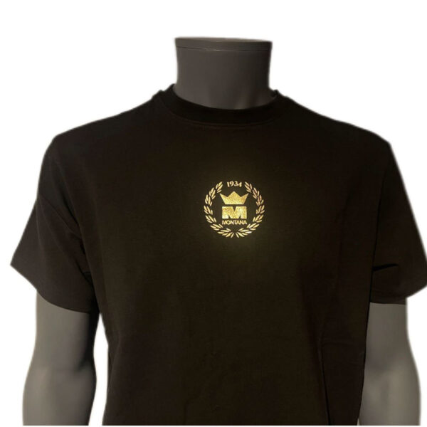 T-shirt noir MONTANA NewCode 100 % coton, classique et confortable, idéal pour l’échauffement ou la tenue sportive décontractée.